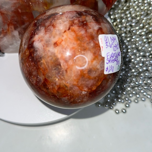 Hematoid (Fire) Quartz Large Sphere - 001 91MM 1090g - FIREQTZSPHERE001 - Picture 5 of 7